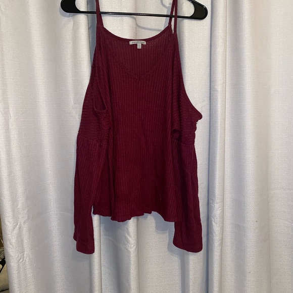 Burgundy Long Sleeve With Shoulder Less Sleeve - Picture 3 of 5